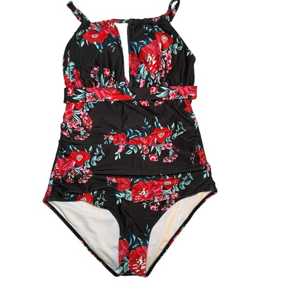 Smismivo Tummy Control Swimwear Halter One Piece Ruched Slimming Bathing Suit XL - Picture 5 of 14